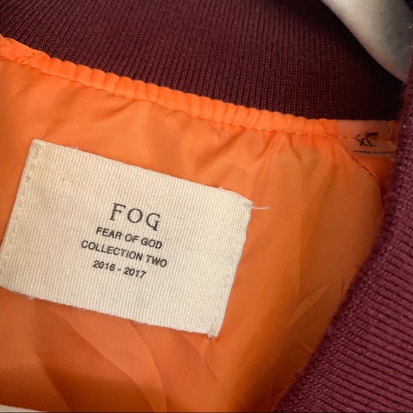 Fear of God FOG Maroon/Red Satin Bomber Jacket XL - Picture 10 of 11